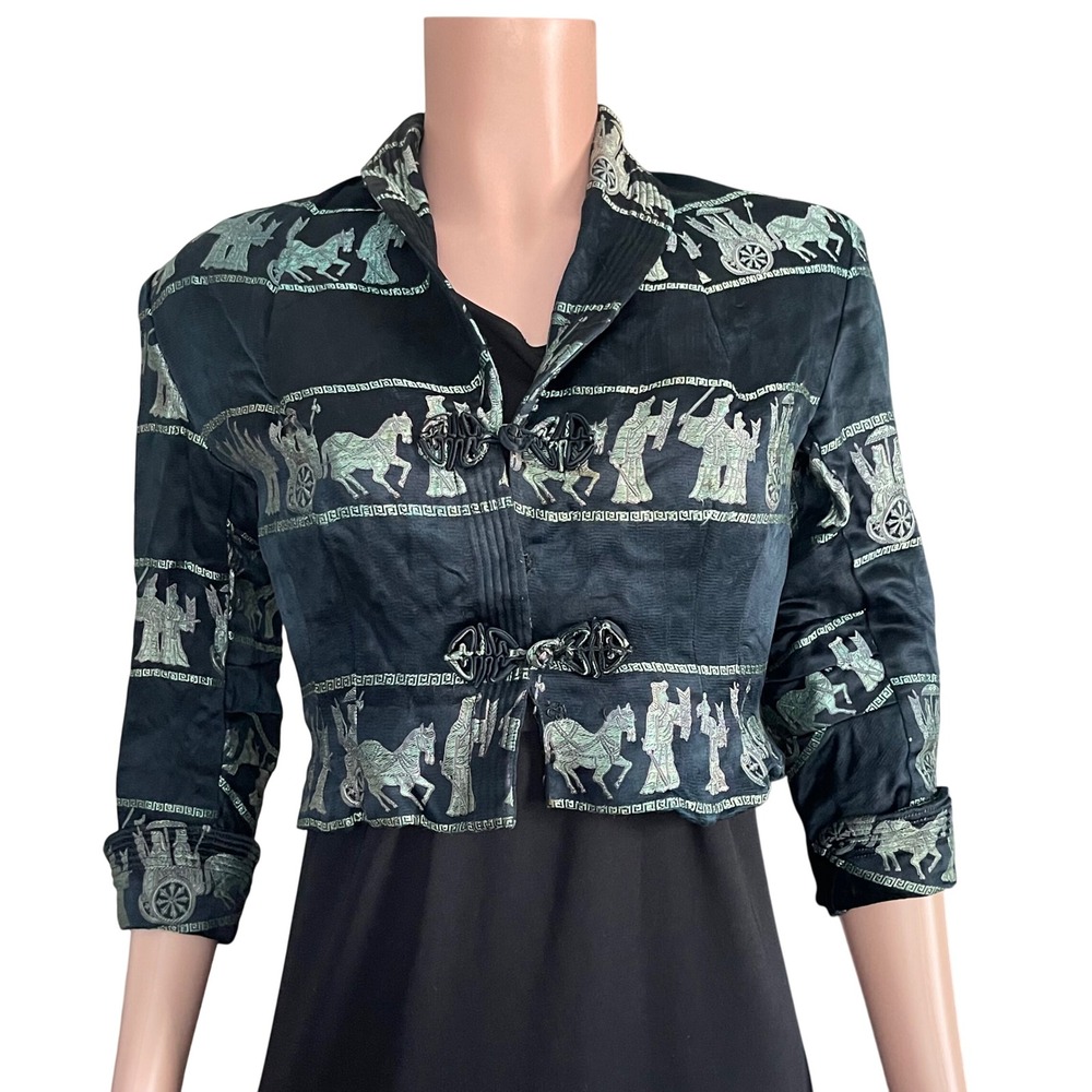 Dynasty Vintage Horse Print Western Jacket Black Green fits S Rare Rodeo Graphic